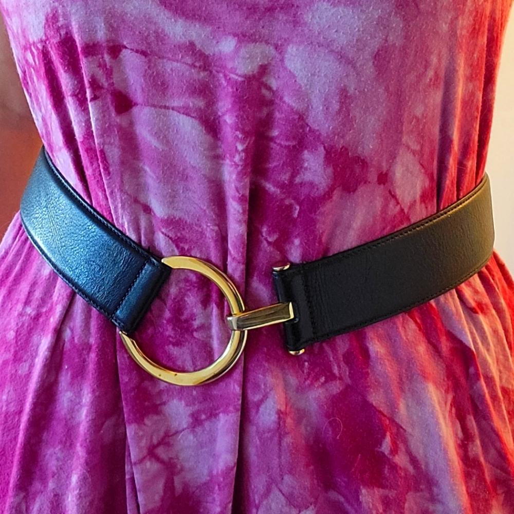Wcm calfskin black waist belt